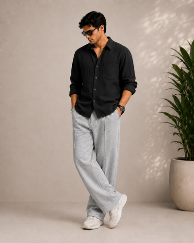 Relaxed Fit pant- With Drawstring Grey