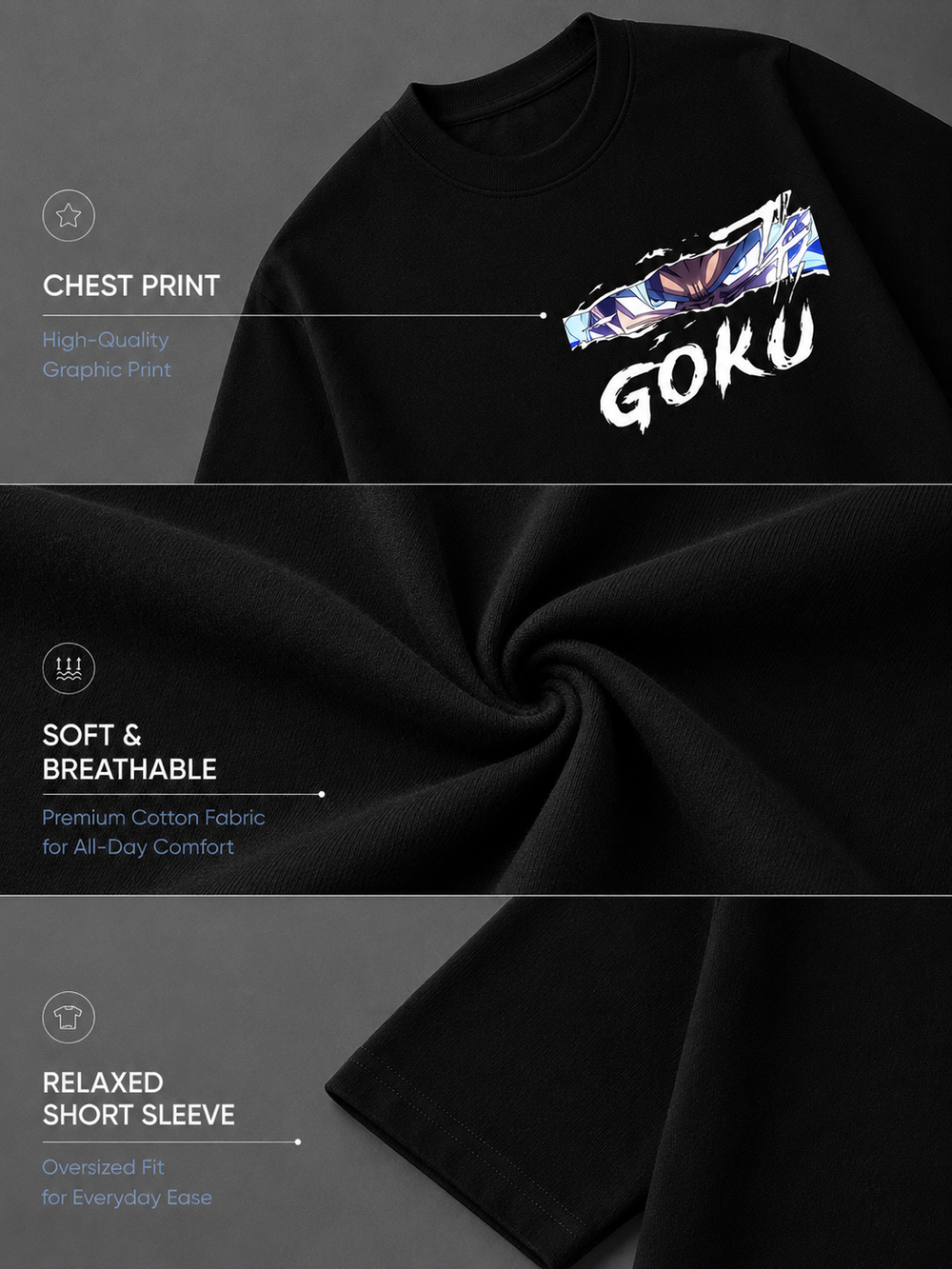 Goku Anime Black Oversized T-shirt