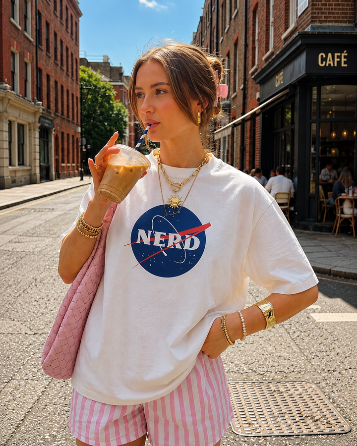 Nerd White oversized T-shirt