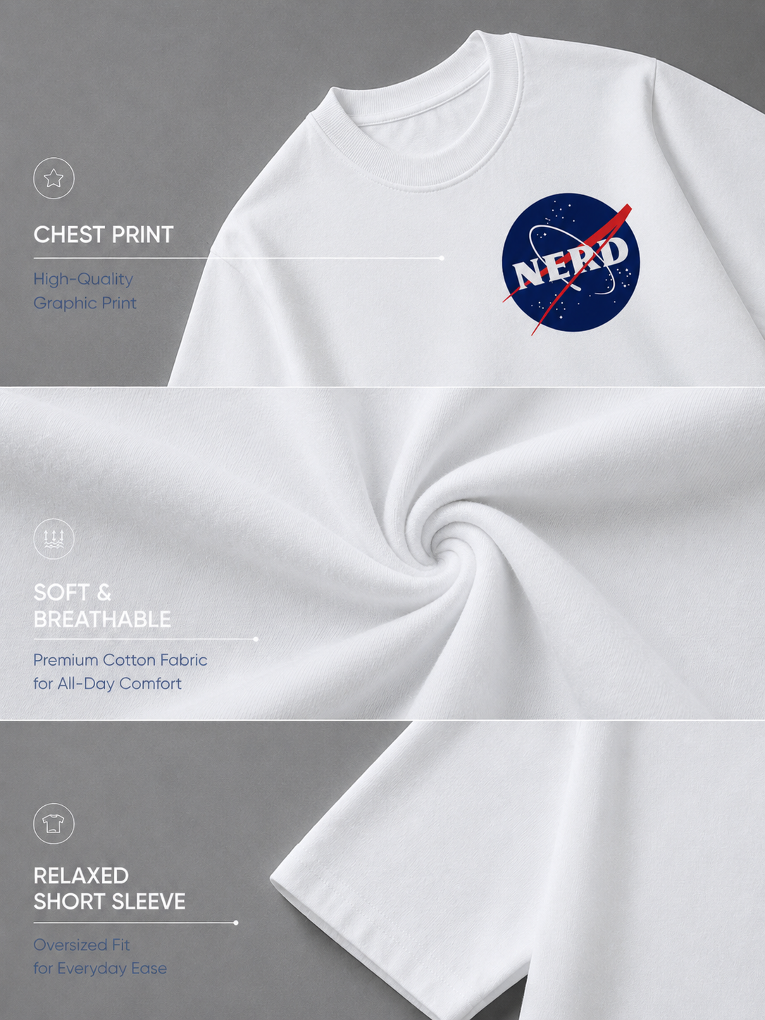 Nerd White oversized T-shirt