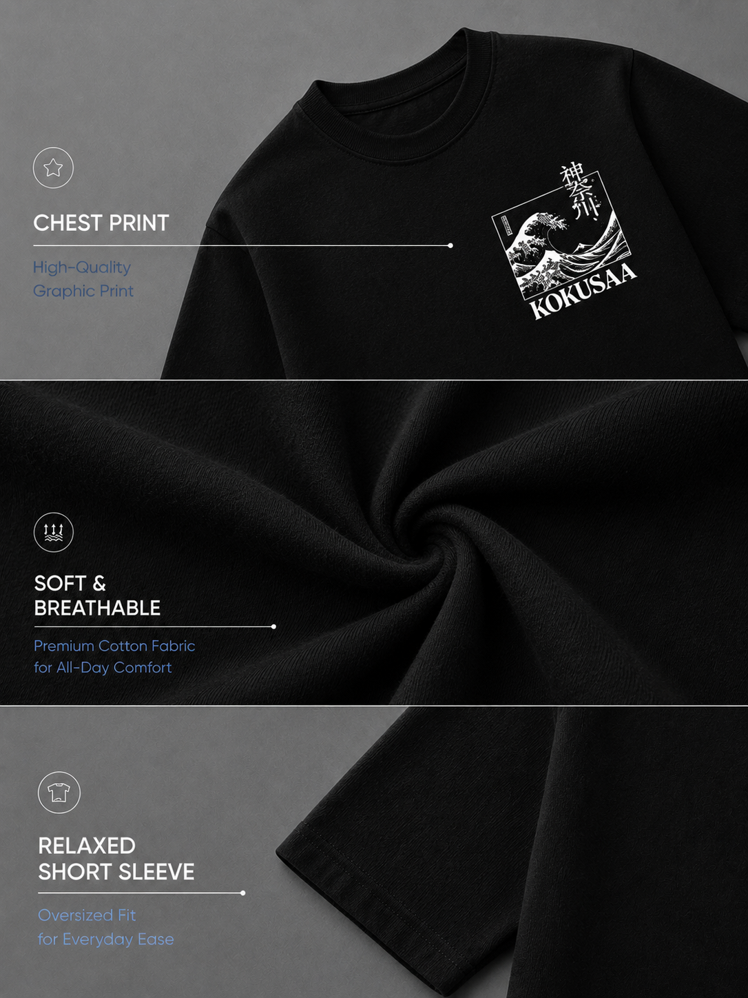 Kokusaa Black Oversized T-shirt