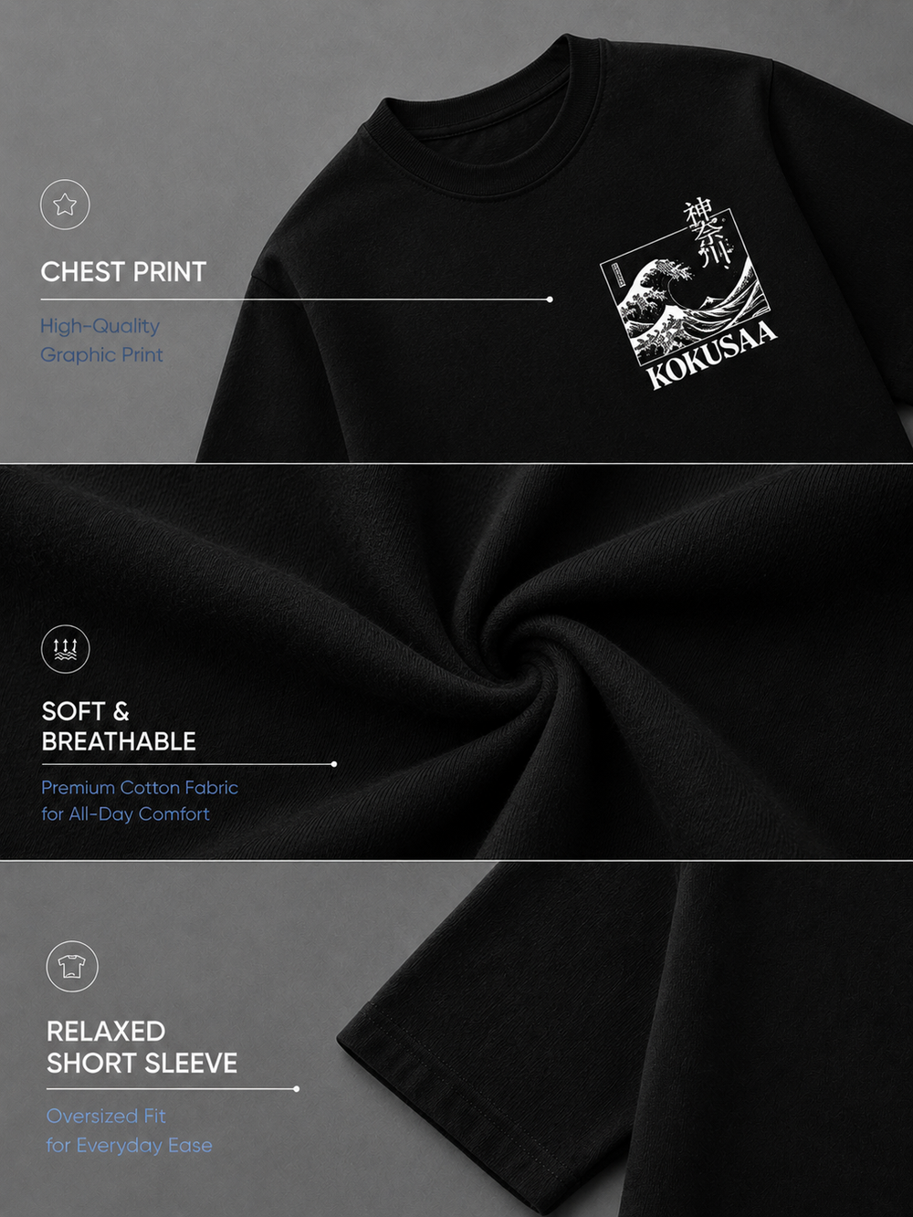 Kokusaa Black Oversized T-shirt