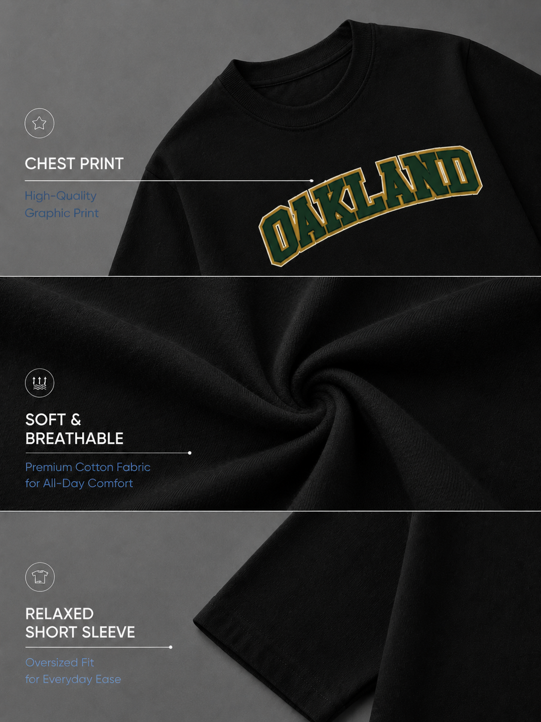 Oakland Black Oversized T-shirt