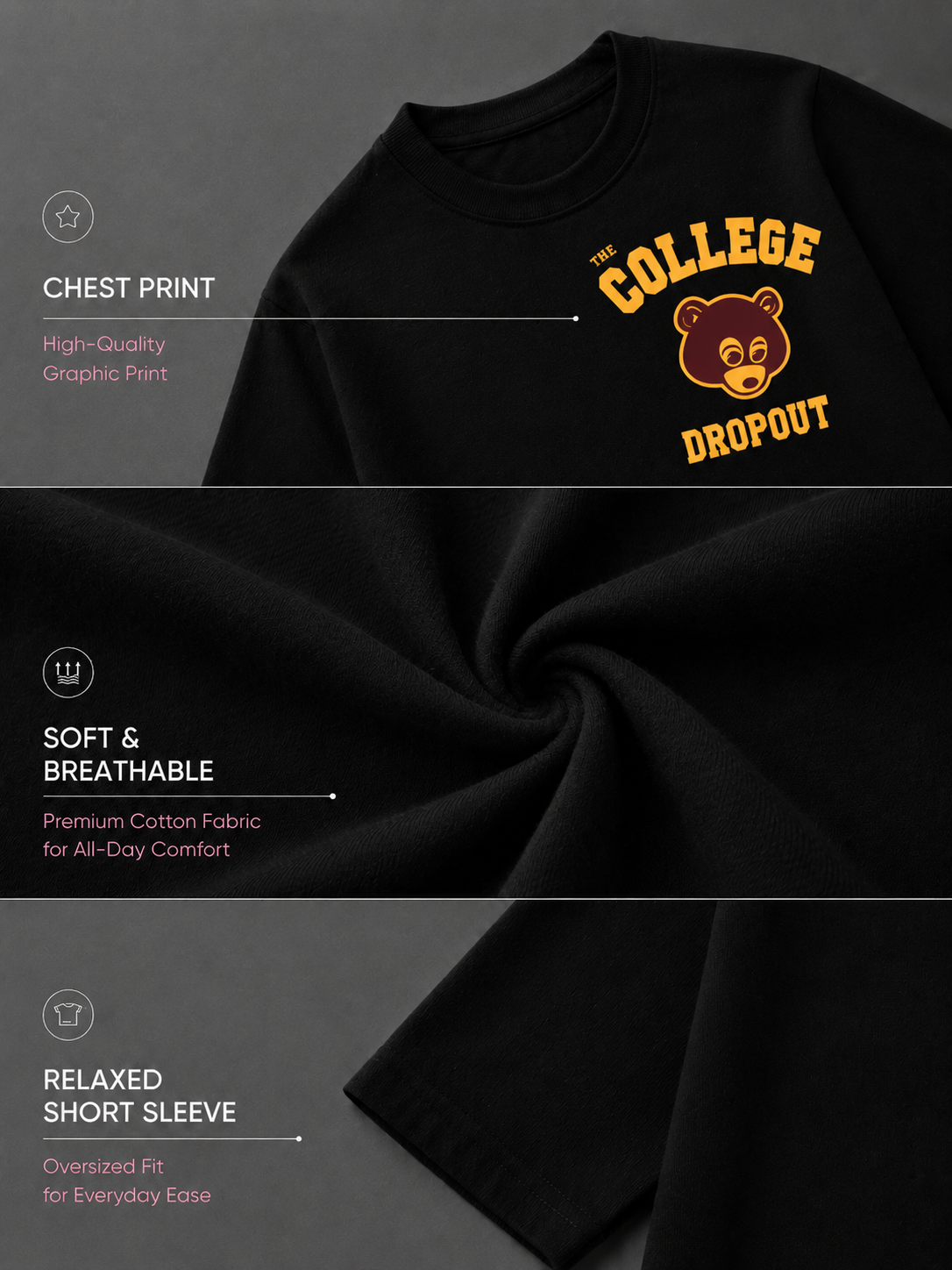 The College Dropout: Black Oversize T-shirt