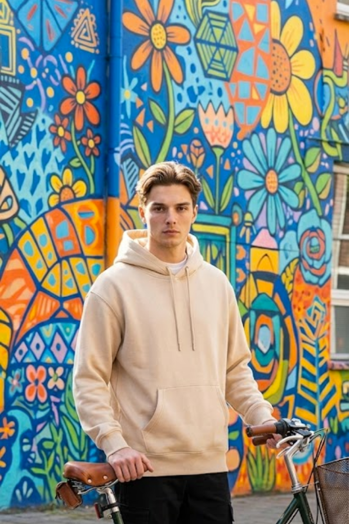 Classic Solid Hoodie: Beige