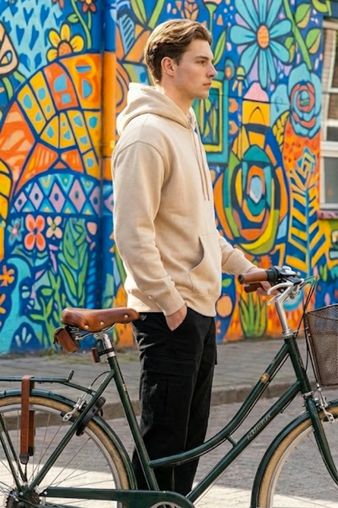 Classic Solid Hoodie: Beige