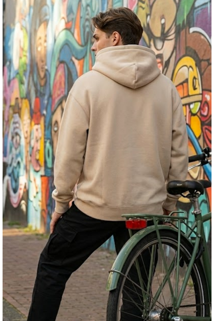 Classic Solid Hoodie: Beige