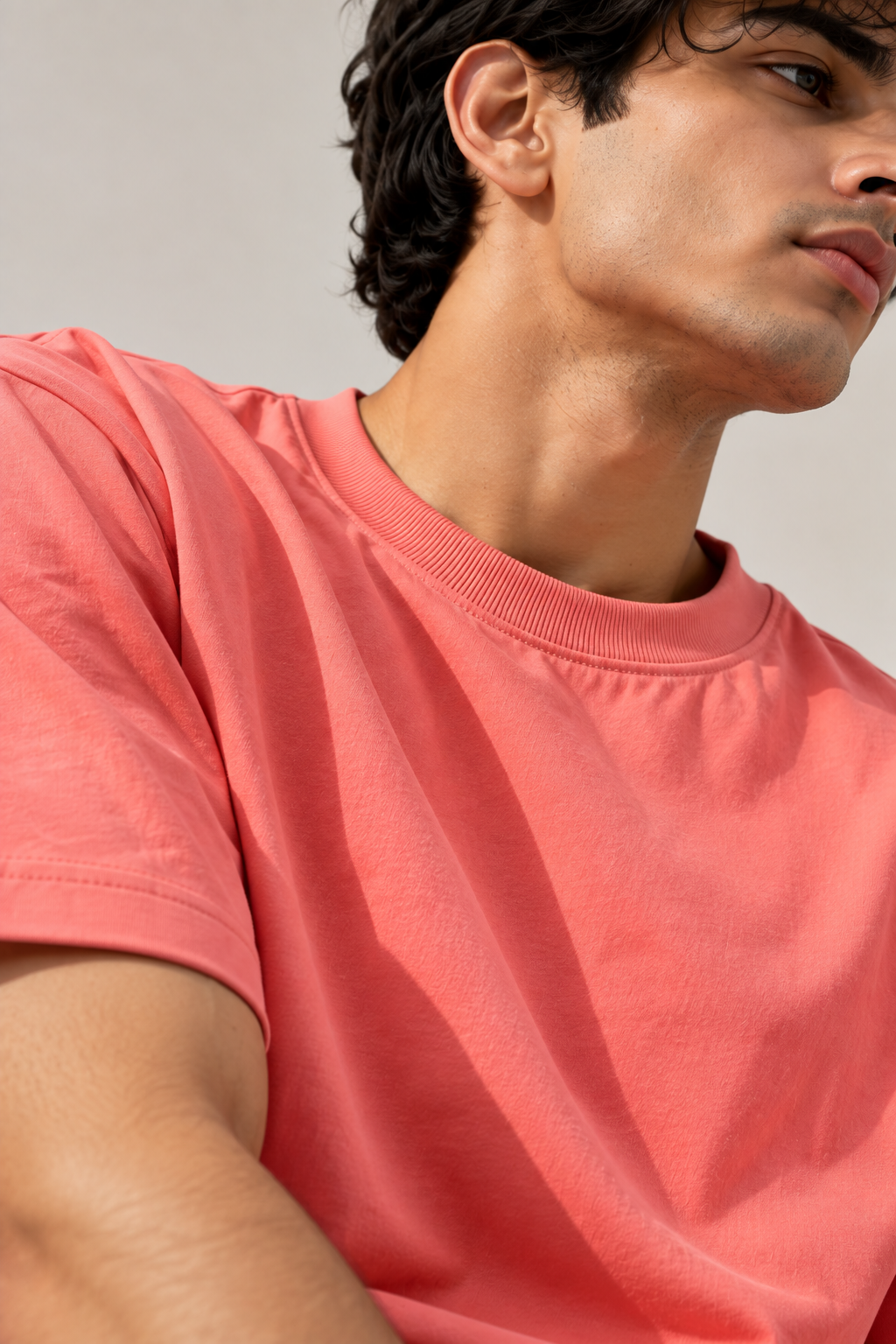 Solid Pink Regular fit- T-shirt