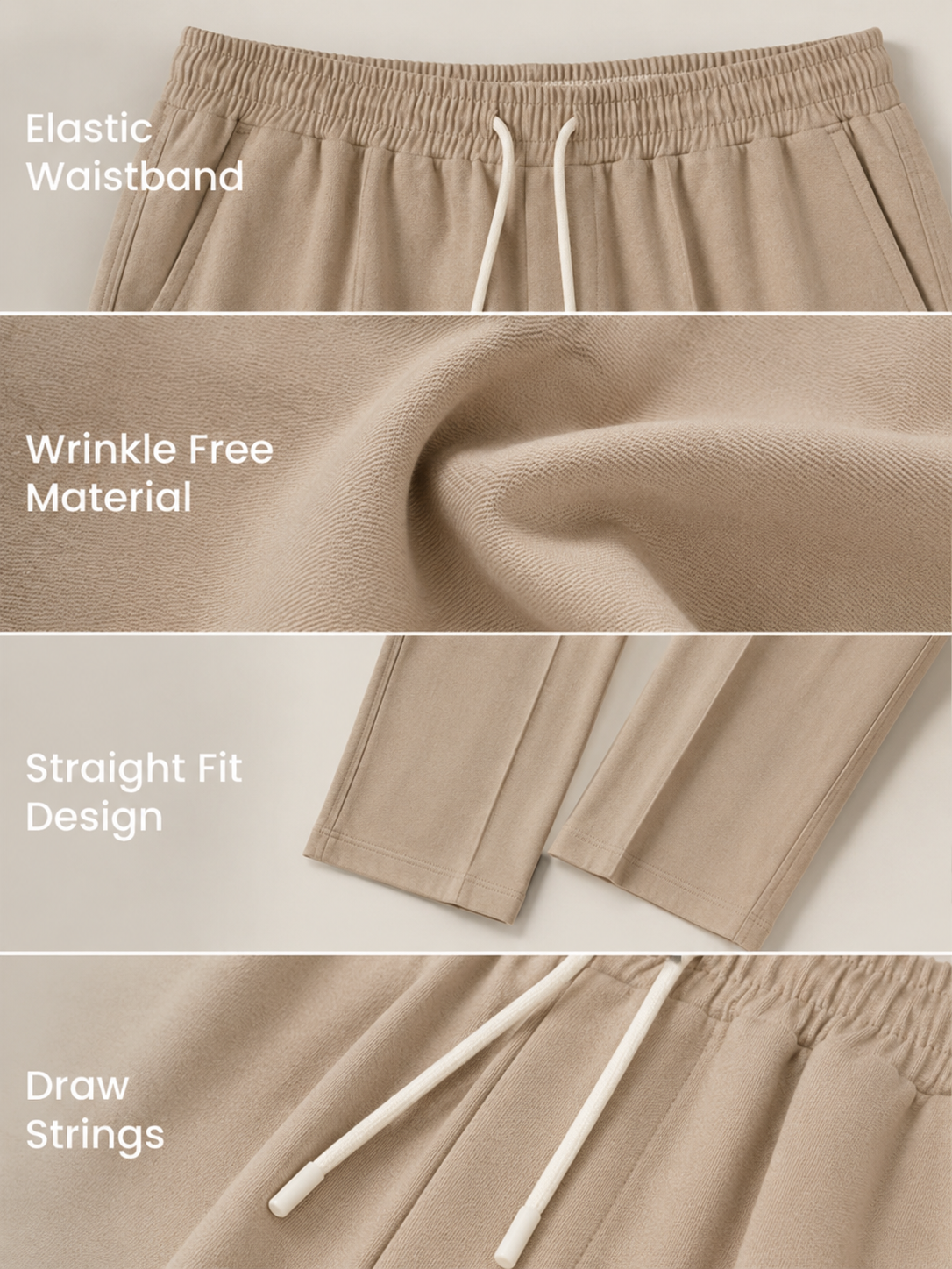 Relaxed Fit pant- With Drawstring Beige