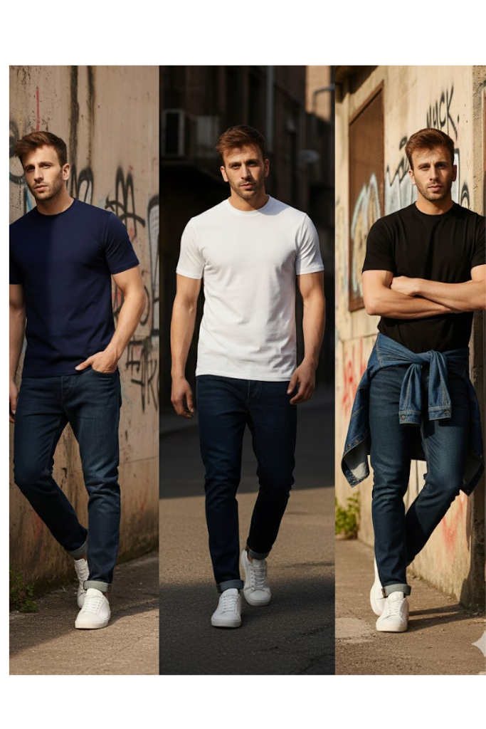 Navy, White & Black 3 Pack T-Shirts