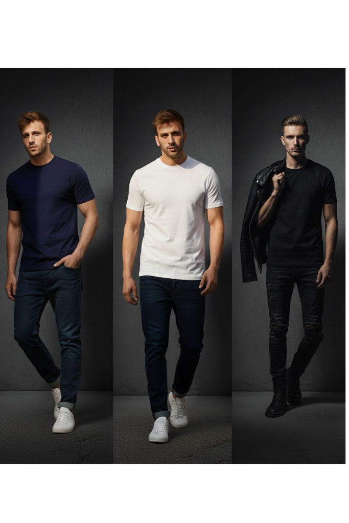 Navy, White & Black 3 Pack T-Shirts