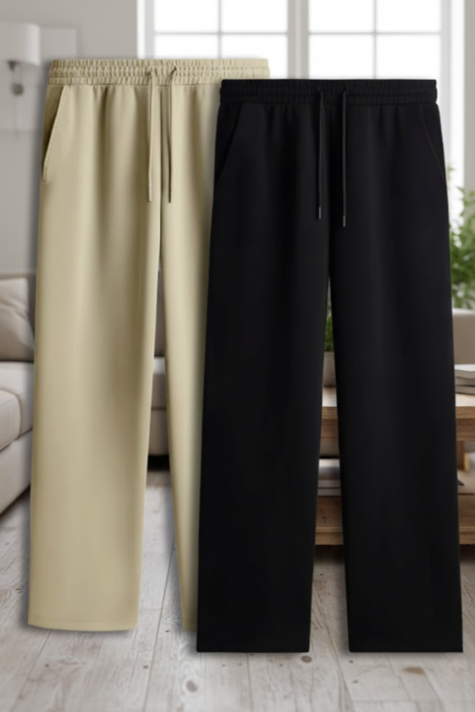 Pack Of 2 Joggers : Black and Beige