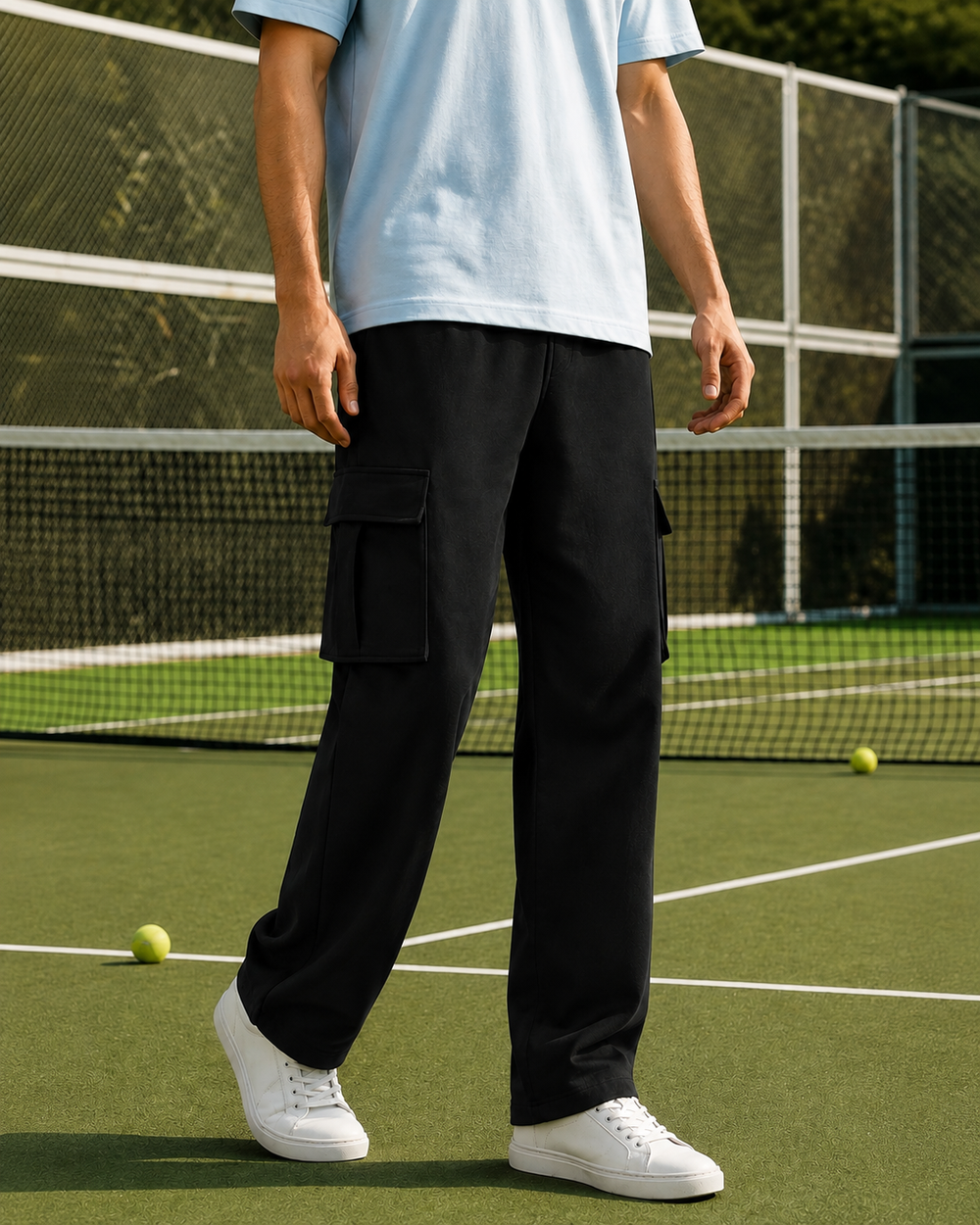 Relaxed Fit Cargo: Black