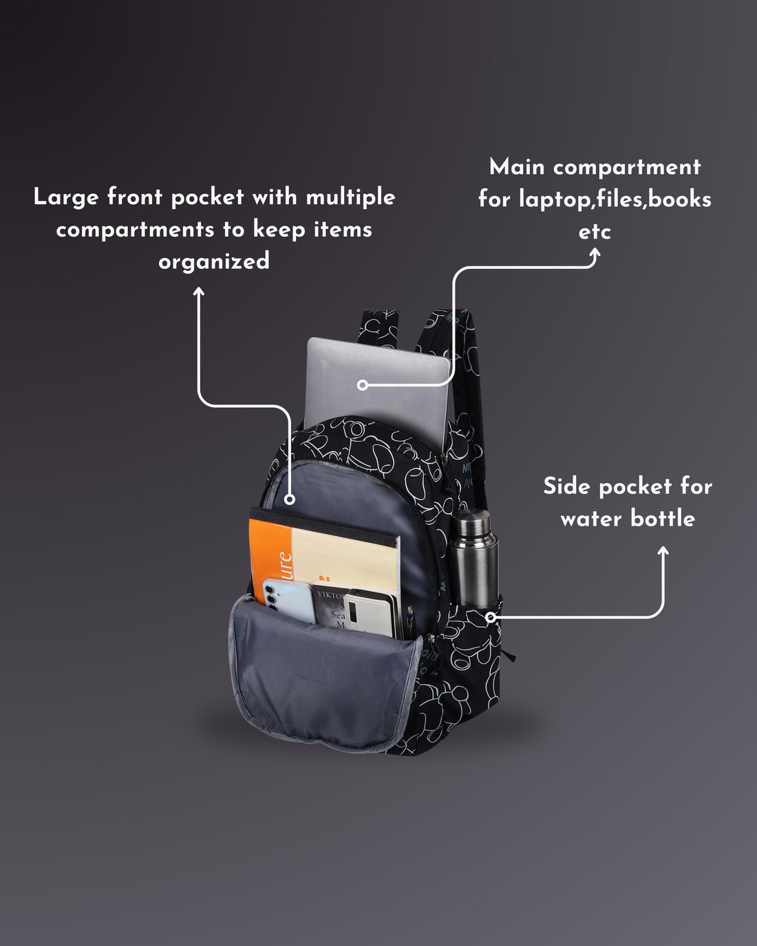 Walkbag Flamenco Printed Black Backpack