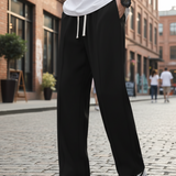 Black Straight fit Pleated Pant with Drawstring
