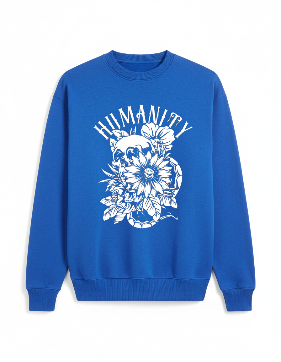 Oversized Crew Neck Sweatshirt: Blue Humanity