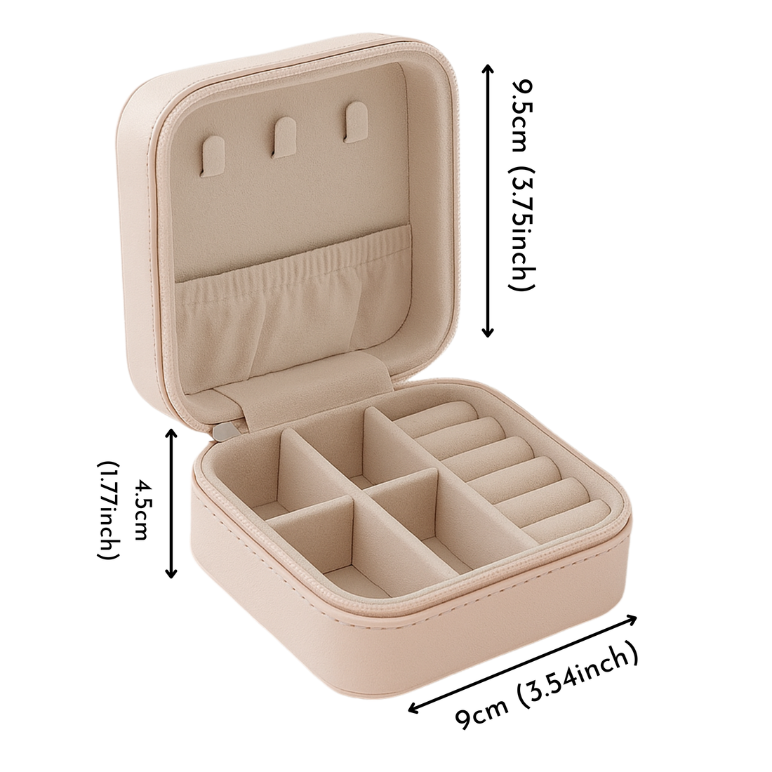 Portable Zipper Jewellery Box Light Pink