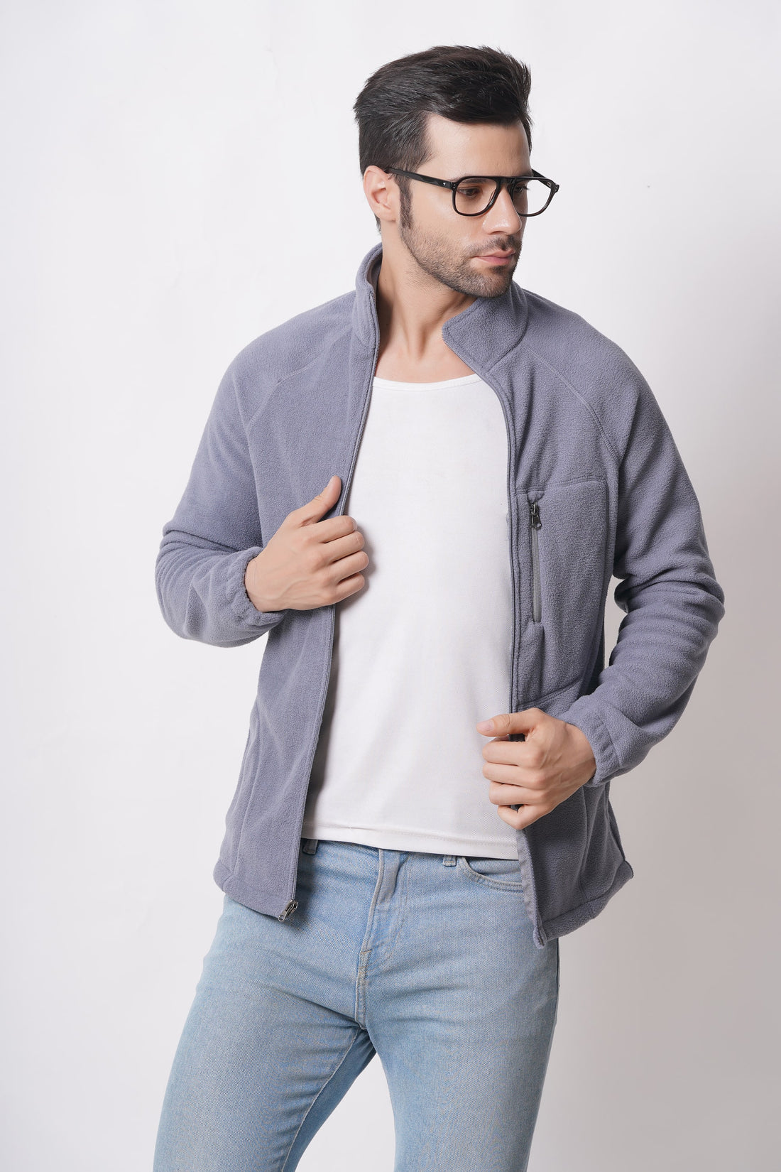 Windbuster Fleece Jacket/ Light Grey