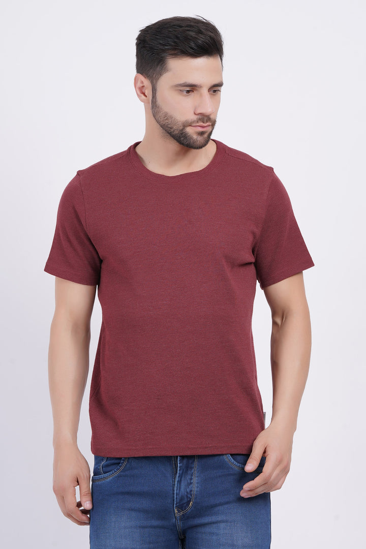 Waffle Mehroon T-shirt