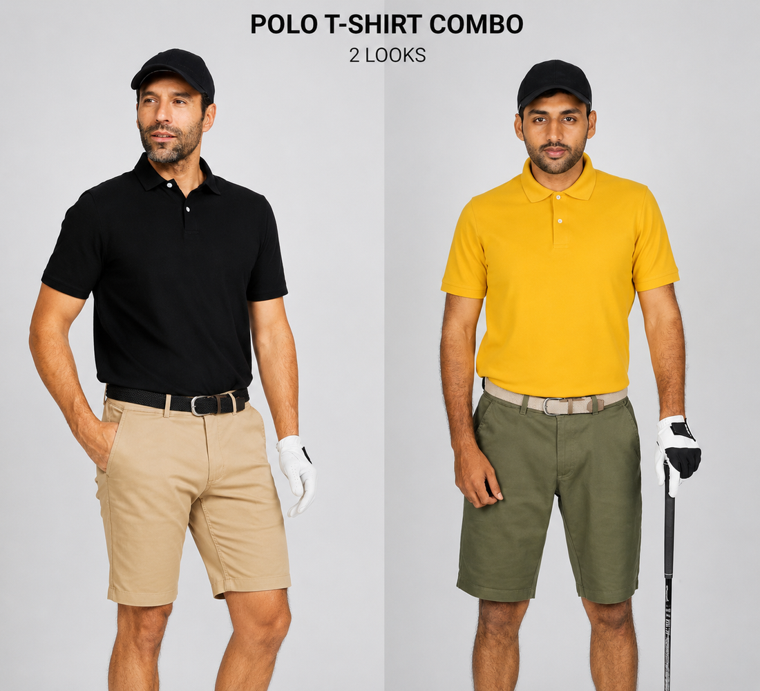 Heganwalk Men’s Polo T-Shirt – Pack of 2 ( Black & L.Yellow )
