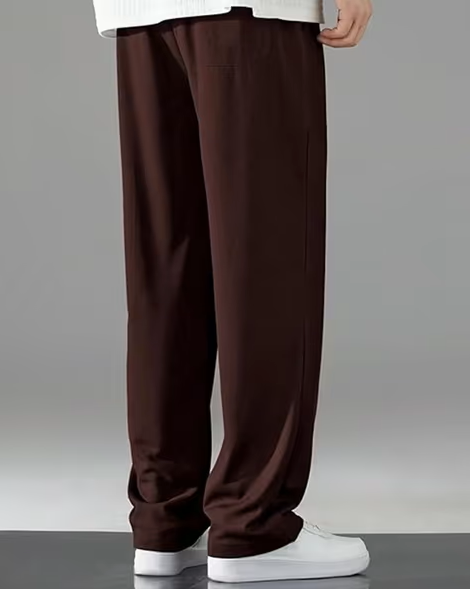 Korean fit Pleated Pant with Drawstring: Brown
