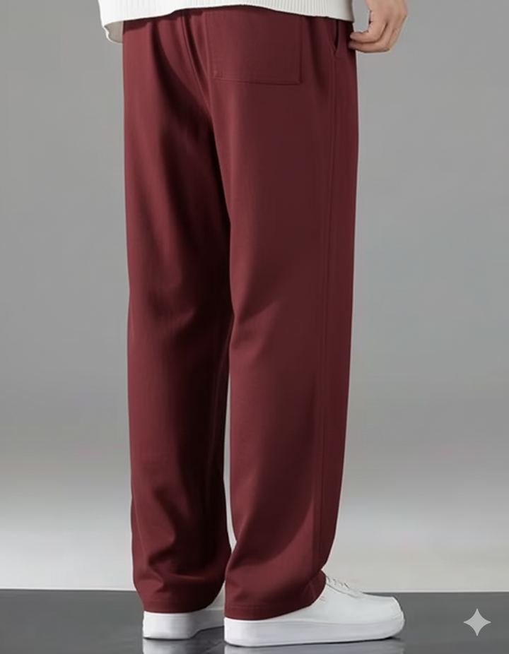 Korean fit Pleated Pant with Drawstring: Mehroon