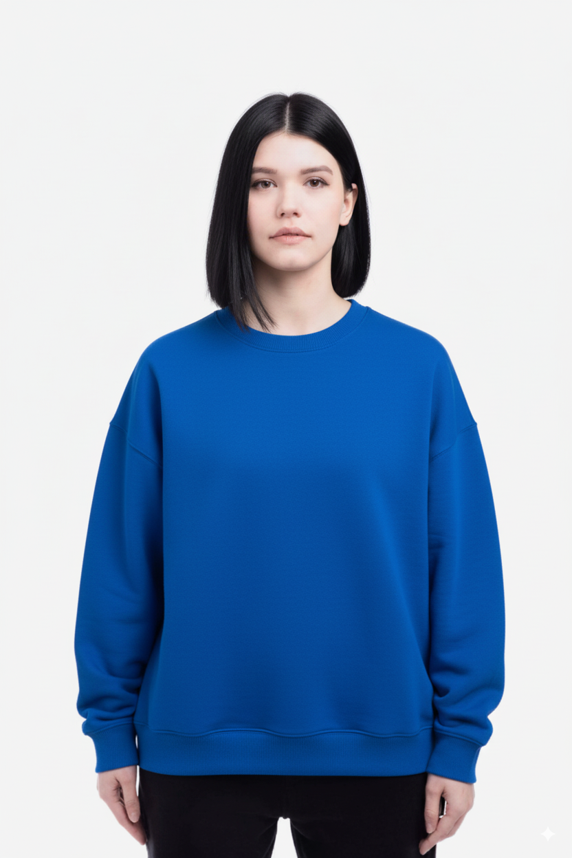 Oversized Crew Neck Sweatshirt: Blue