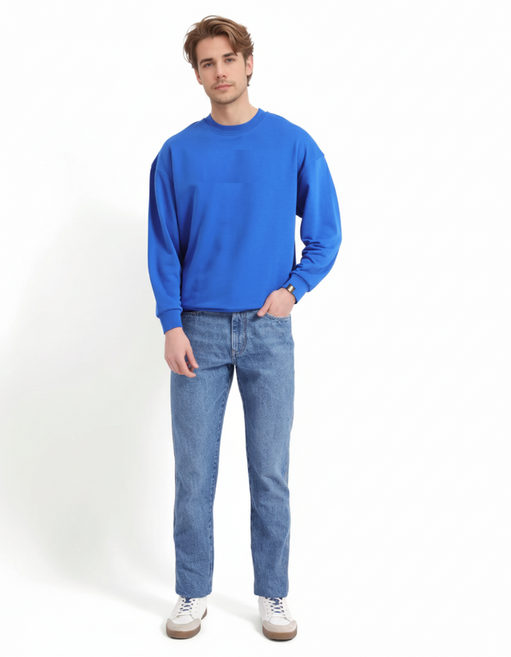 Oversized Crew Neck Sweatshirt: Blue