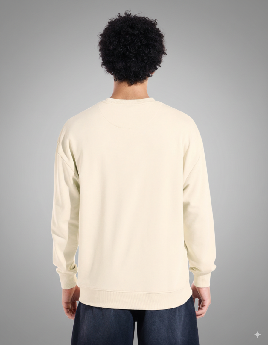 Beige Oversized Crew Neck Sweatshirt