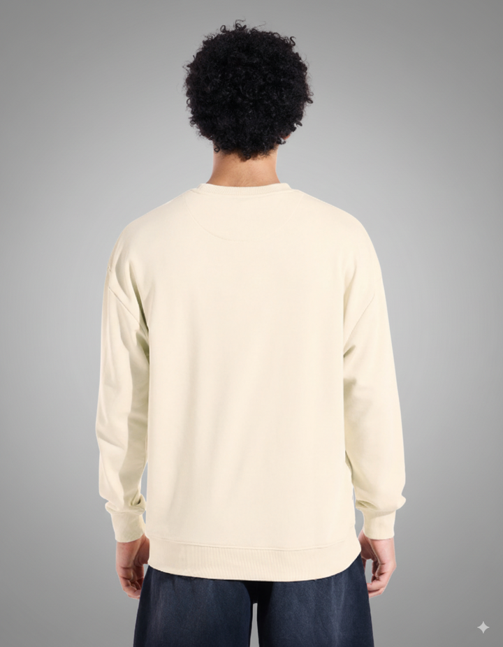 Beige Oversized Crew Neck Sweatshirt