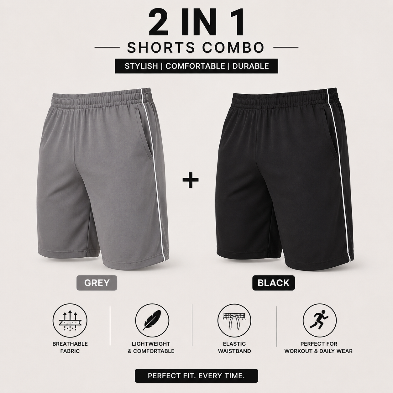 Men's GreyTraining Shorts: Black and Grey