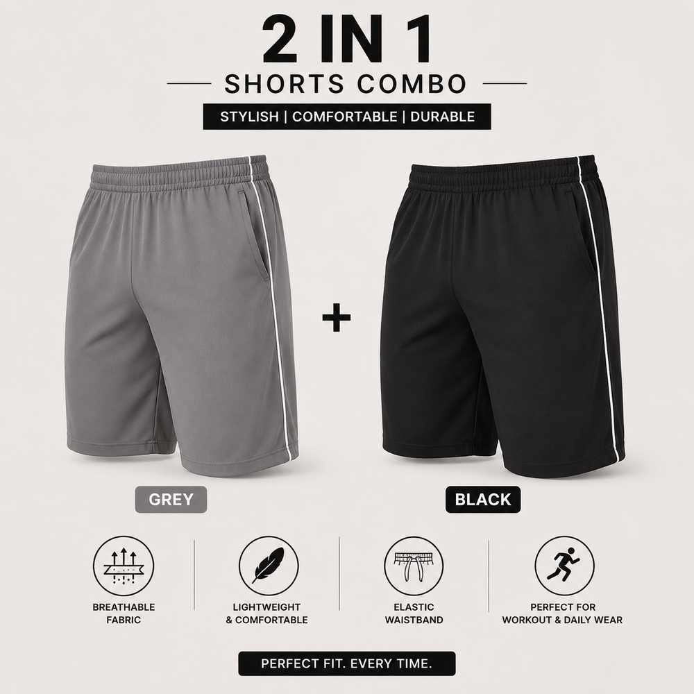 Men's GreyTraining Shorts: Black and Grey