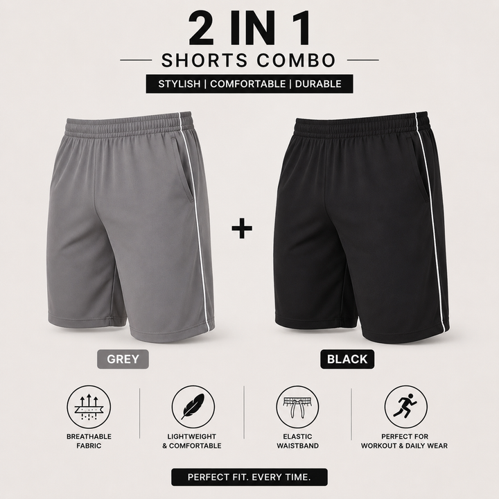 Men's GreyTraining Shorts: Black and Grey