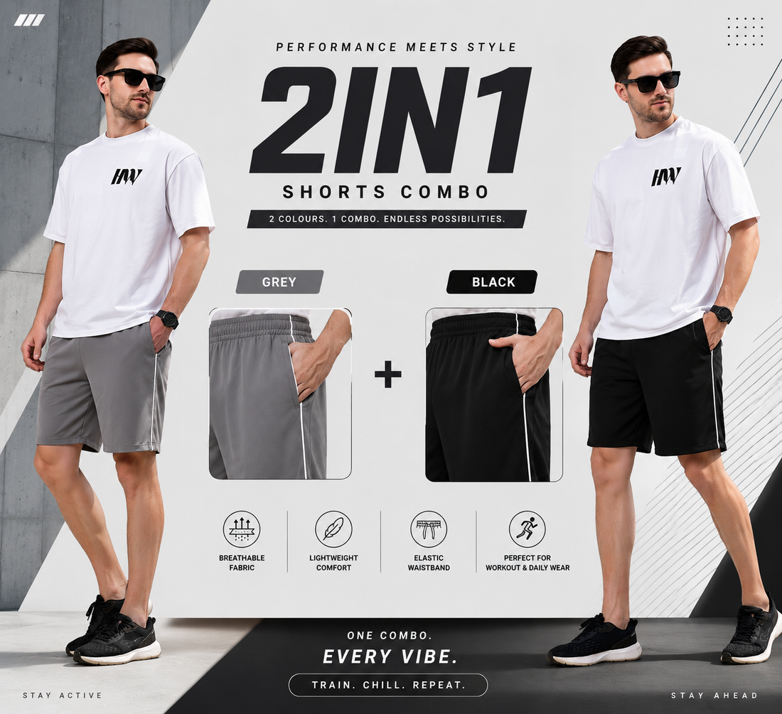 Men's GreyTraining Shorts: Black and Grey