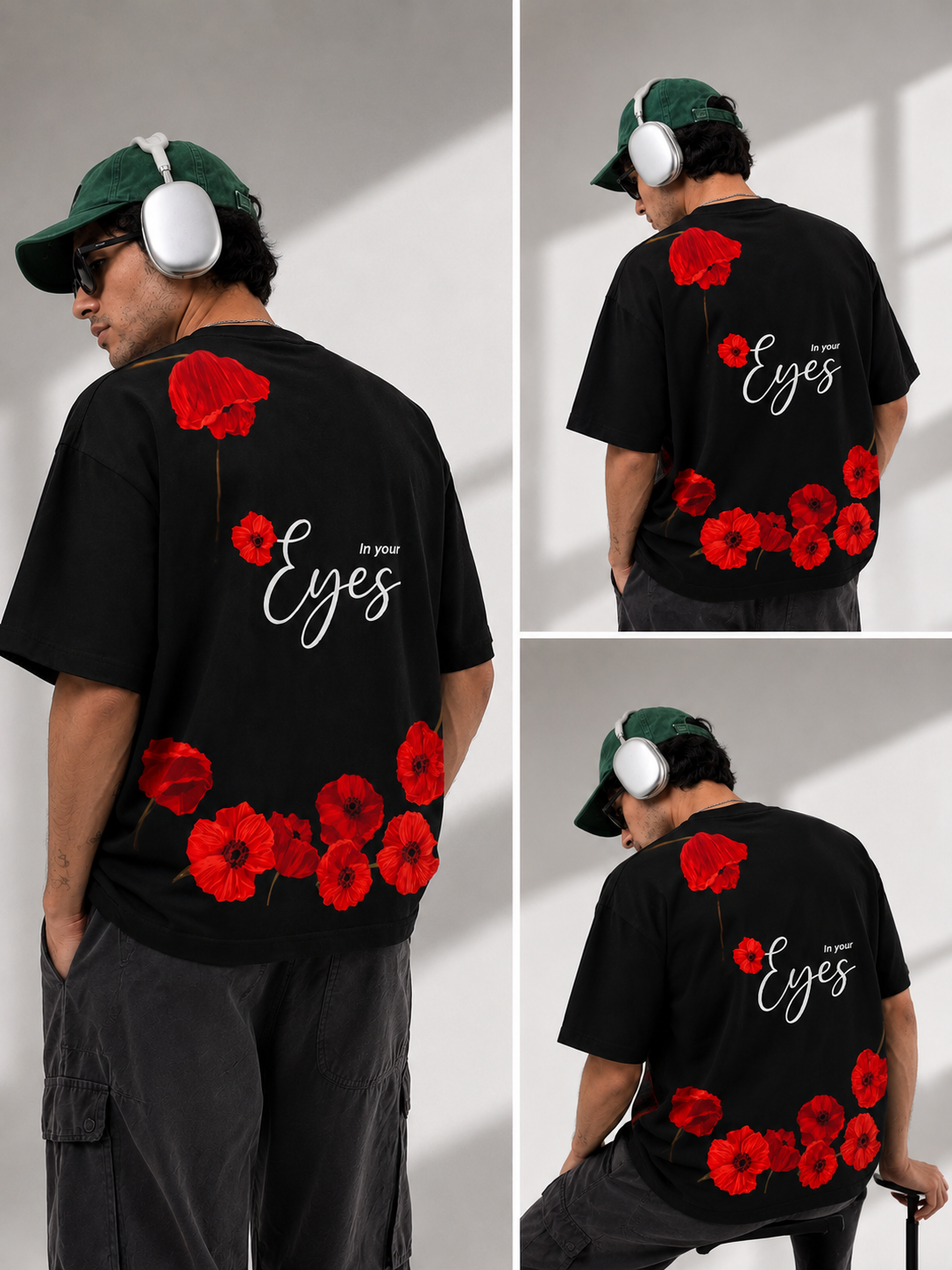 Black floral Oversized T-shirt