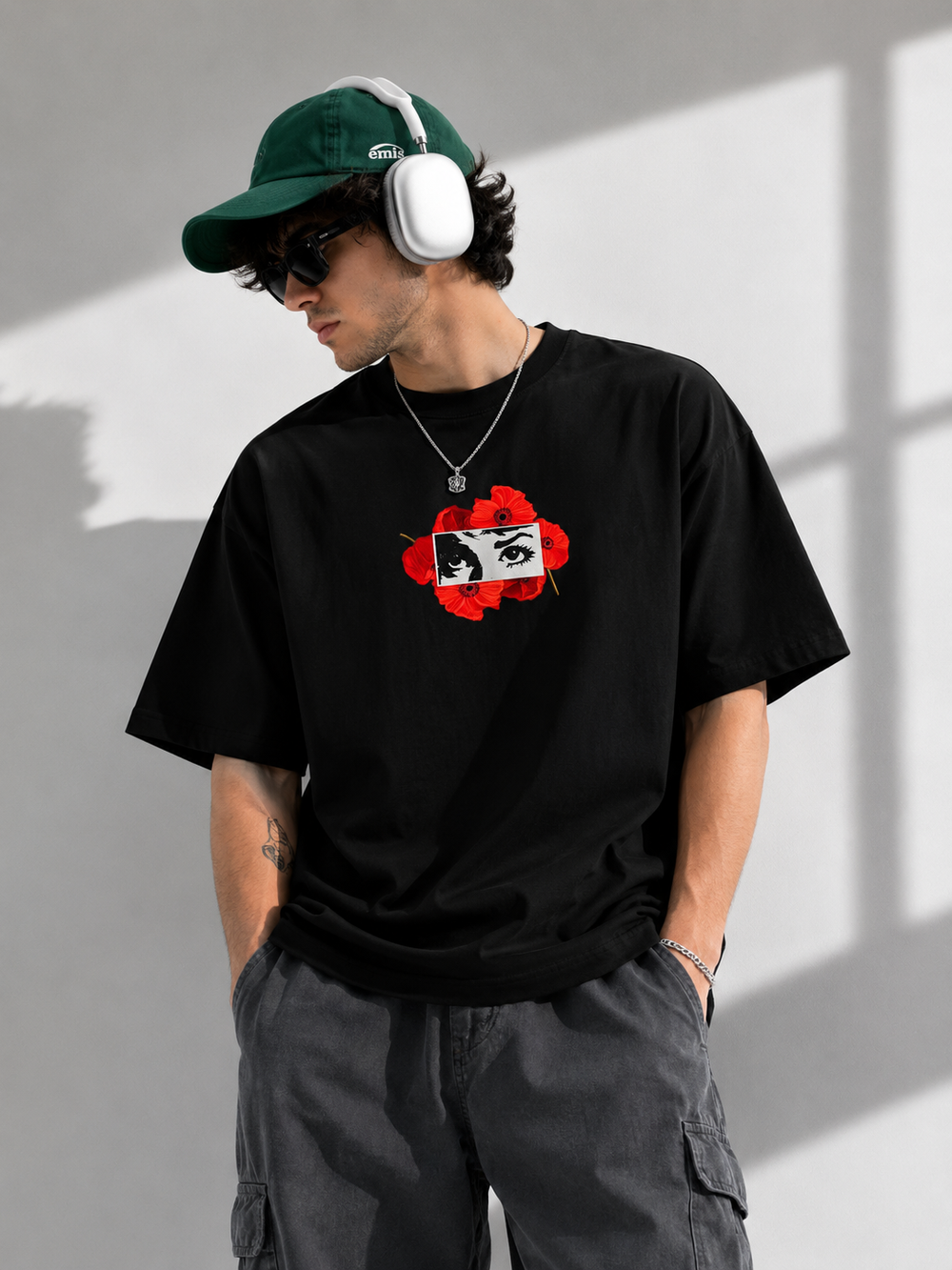 Black floral Oversized T-shirt