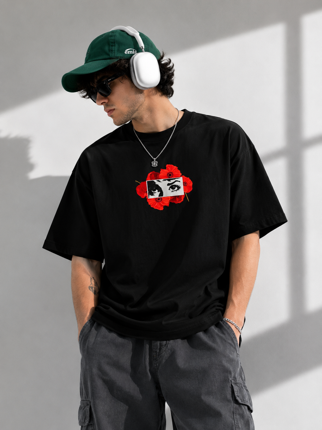 Black floral Oversized T-shirt