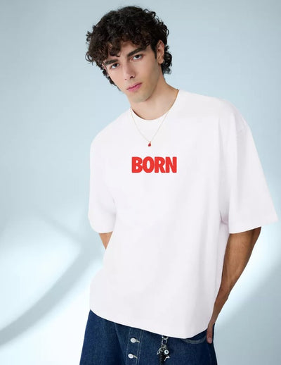 Born white oversized T-shirt