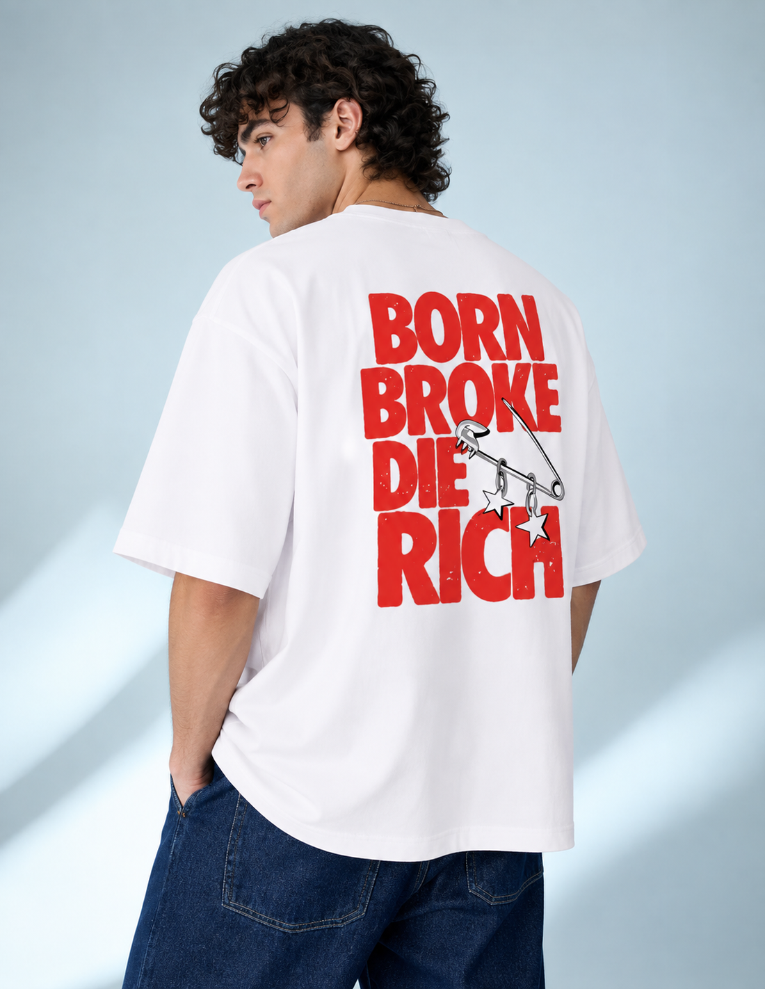 Born white oversized T-shirt