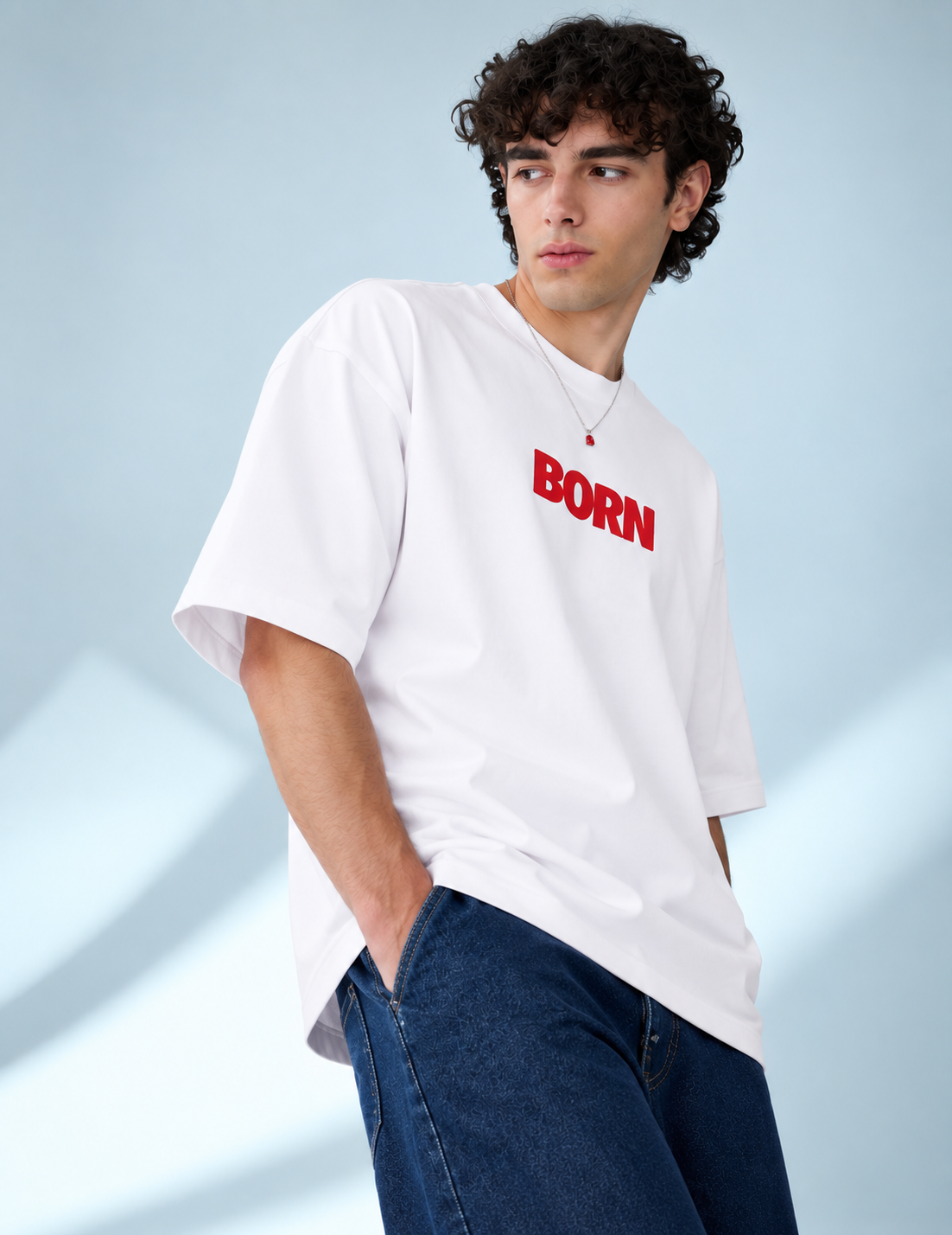 Born white oversized T-shirt
