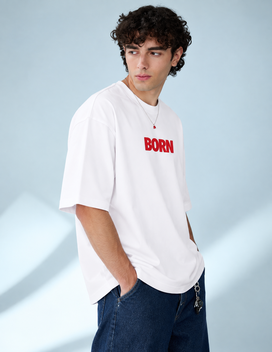 Born white oversized T-shirt