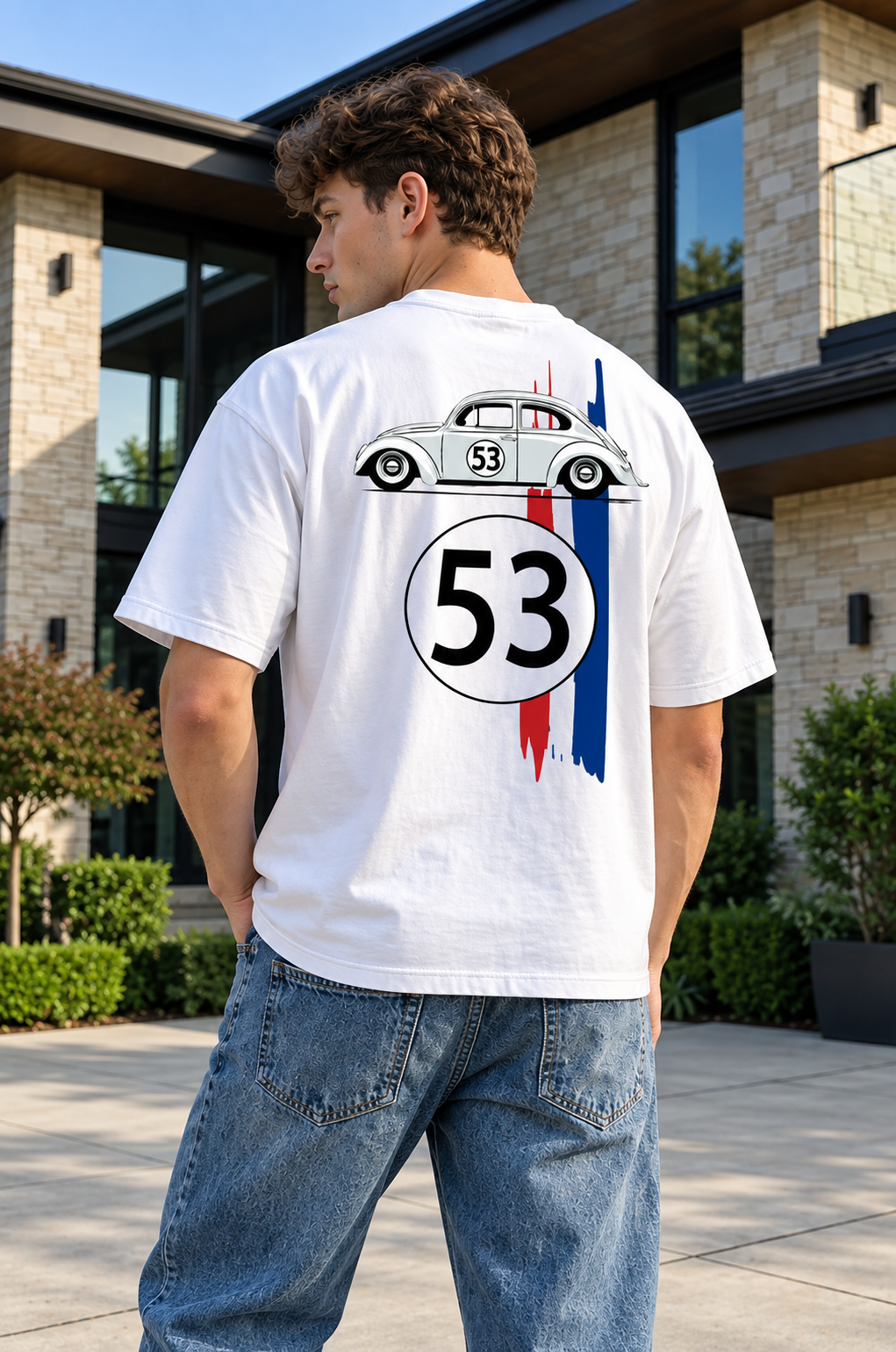 53 Racing white oversized T-shirt