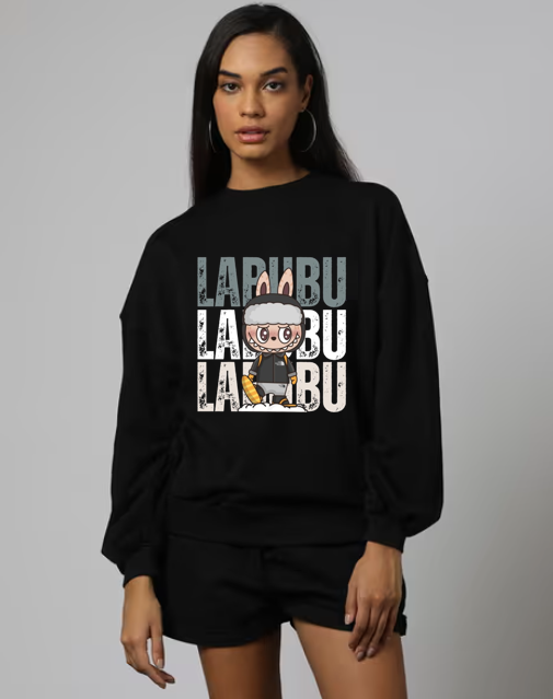 Oversized Crew Neck Sweatshirt: Labubu