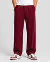 Relaxed fit Pleated Pant with Drawstring: Mehroon