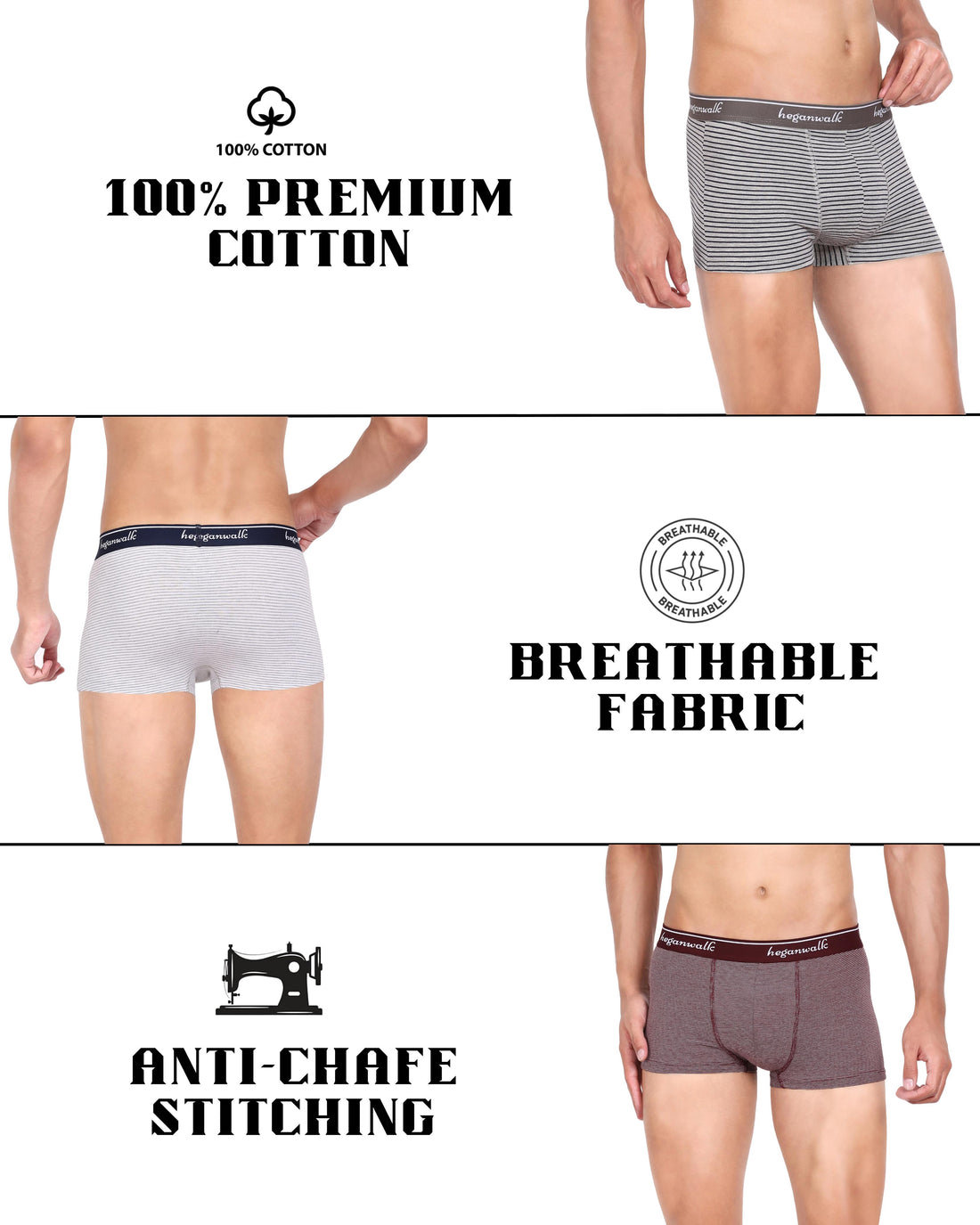 Game-Changing Comfort || Pack of 3 Men's Trunks