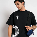 Round Anime Black oversized T-shirt