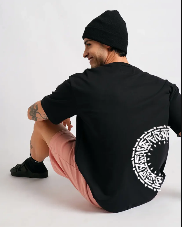 Round Anime Black oversized T-shirt