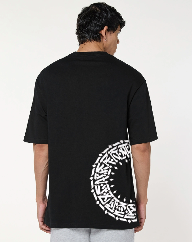 Round Anime Black oversized T-shirt