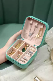 Portable Zipper Jewellery Box Blue