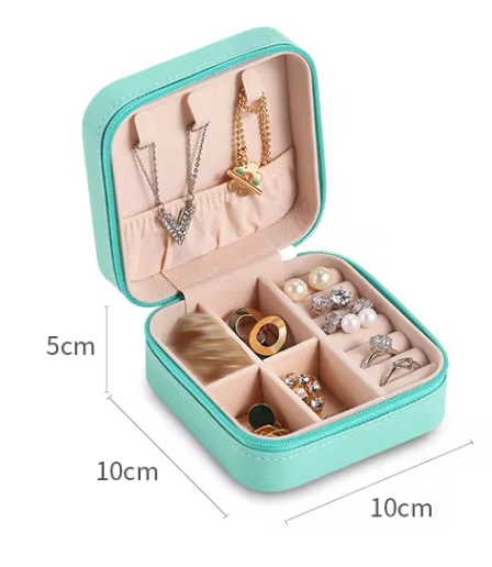 Portable Zipper Jewellery Box Blue